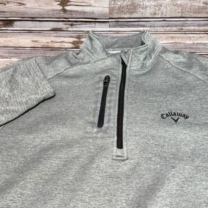 Callaway 1/4 Zip Pullover Mens Medium Gray Heathered Fleece‎ Lined Golf Jacket
